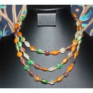 Vintage Earth Tone Lucite Beaded Layered Necklace